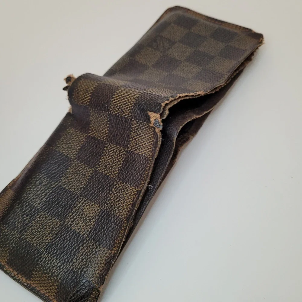 Louis Vuitton Damier Ebene Bifold Wallet Brown Canvas Made in France As-Is